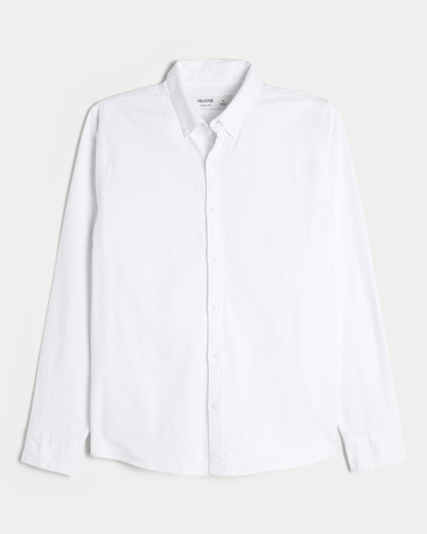 Hollister LONG-SLEEVE OXFORD SHIRT White