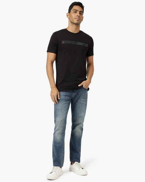 Armani Exchange Men's Crew Neck Cotton Jersey Logo Chest Stripe Tee