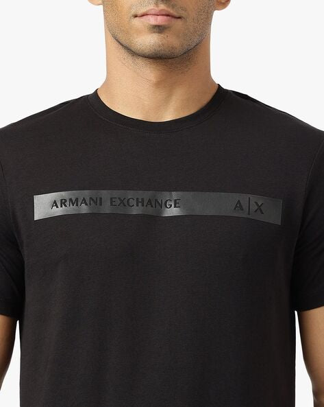 Armani Exchange Men's Crew Neck Cotton Jersey Logo Chest Stripe Tee