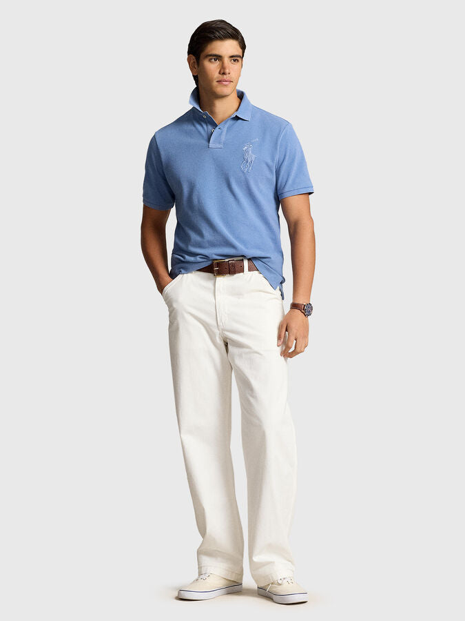 Ralph Lauren Big Pony Mesh Polo Shirt (Custom SlimFit) Sky Blue