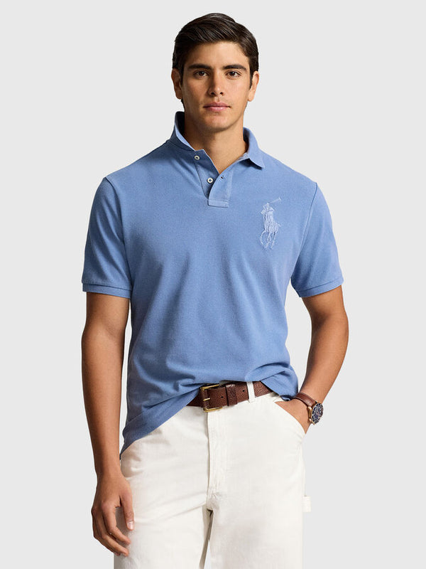 Ralph Lauren Big Pony Mesh Polo Shirt (Custom SlimFit) Sky Blue