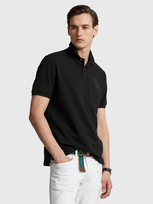 Ralph Lauren Big Pony Mesh Polo Shirt (Custom SlimFit) Black