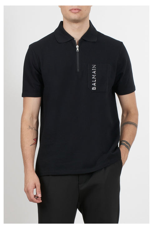 Balmain Zip Polo Shirt With Logo