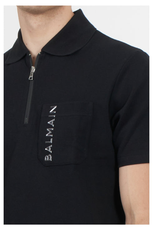 Balmain Zip Polo Shirt With Logo
