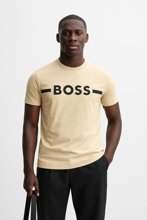 Boss Logo Print T-Shirt Yellow