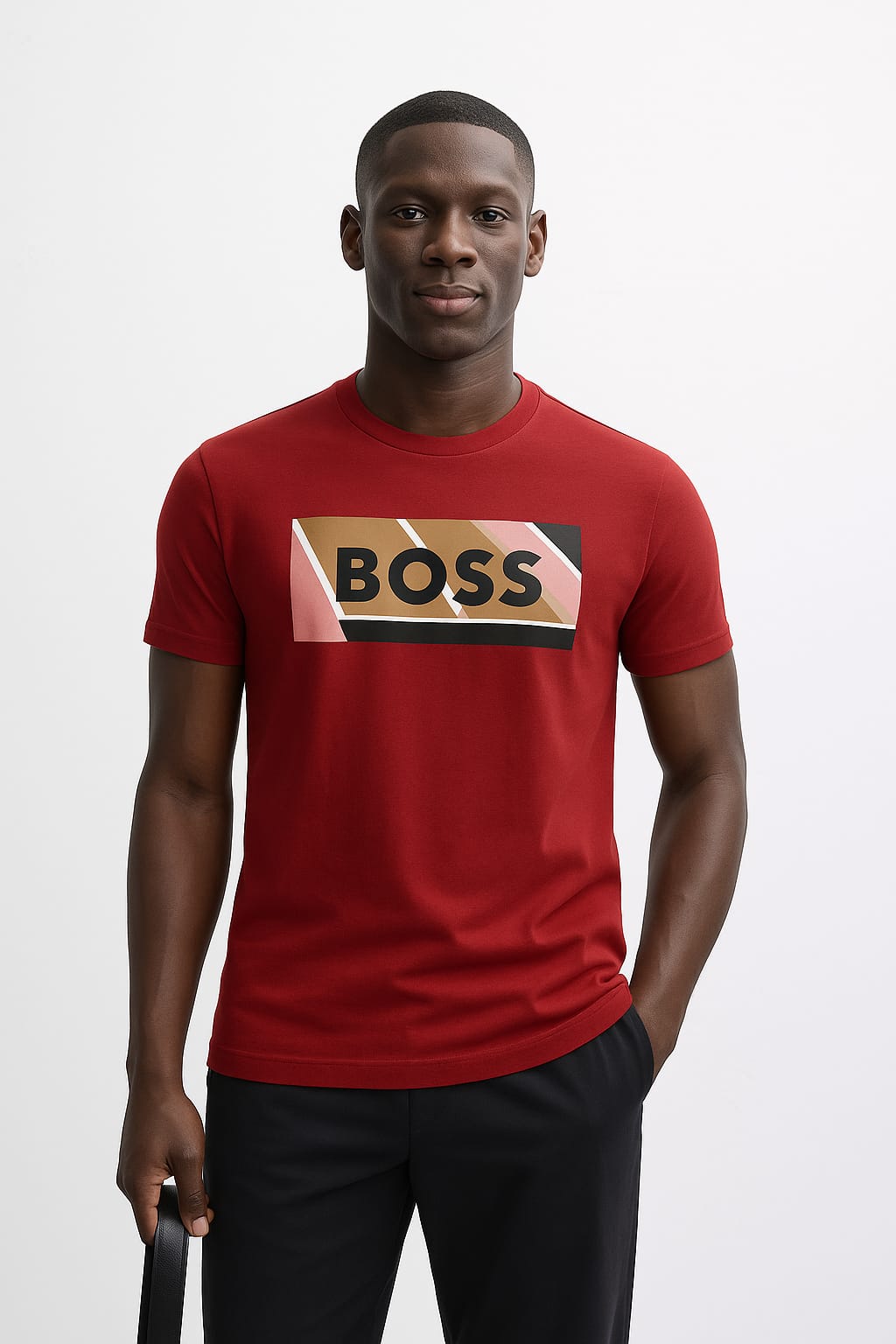 BOSS CREW-NECK GRAPHIC T SHIRT RED