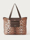 Cavalli Class Animal Print Large Tote Bag with Double Handle and Zip Closure