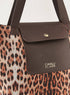 Cavalli Class Animal Print Large Tote Bag with Double Handle and Zip Closure