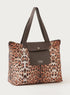 Cavalli Class Animal Print Large Tote Bag with Double Handle and Zip Closure