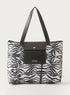Cavalli Class Animal Print Large Tote Bag with Double Handle and Zip Closure