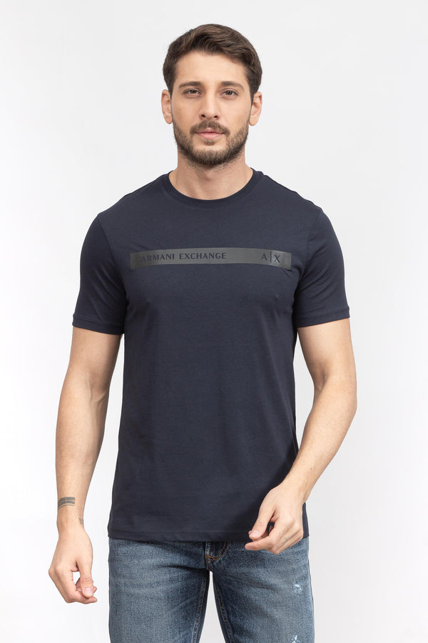 Armani Exchange Men's Crew Neck Cotton Jersey Logo Chest Stripe Tee