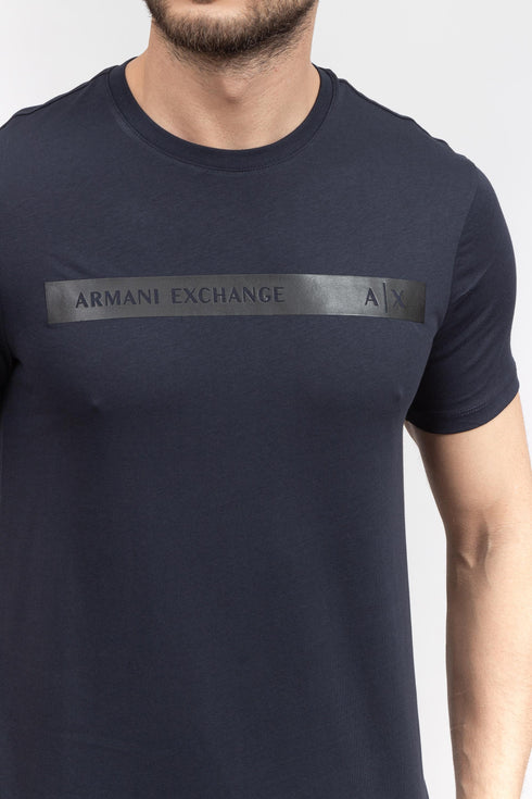 Armani Exchange Men's Crew Neck Cotton Jersey Logo Chest Stripe Tee