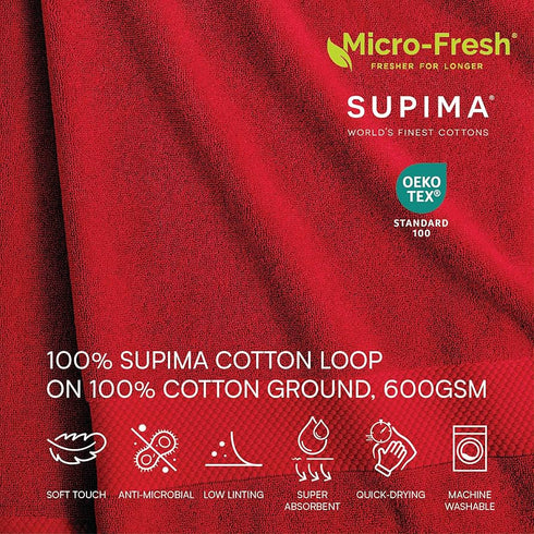 Lacoste Heritage Supima Cotton Bath Towel, Red, 30" x 54"