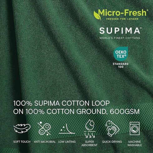 LACOSTE HERITAGE SUPIMA COTTON Bath Towel, CROC GREEN, 30" X 54"