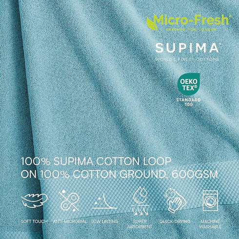 LACOSTE HERITAGE SUPIMA COTTON Bath Towel, CELESTIAL, 30" X 54"