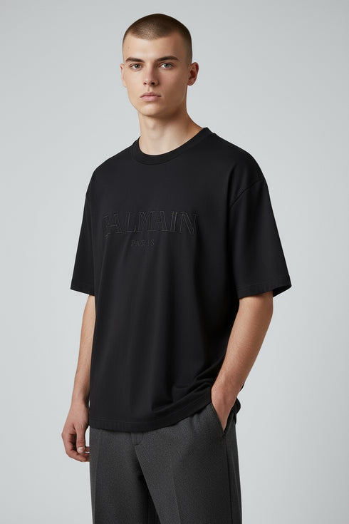Balmain Embroidery Cotton T Shirt