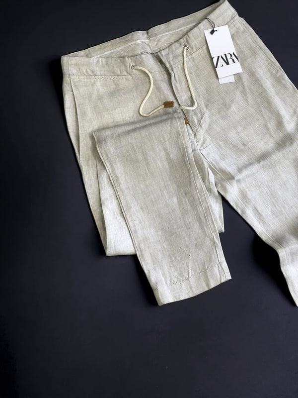 ZARA LINEN BEIDGE COTTON CHINOS