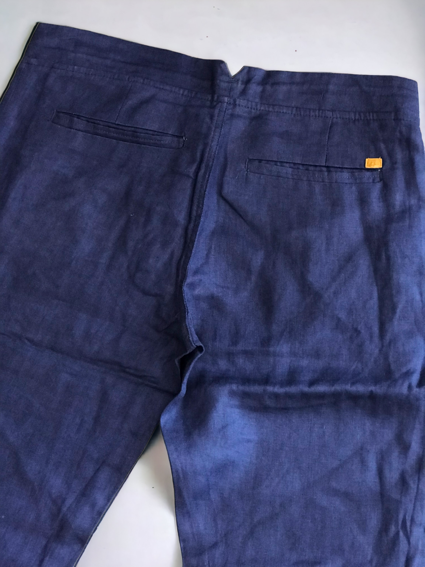 ZARA LINEN NAVY BLUE COTTON CHINOS