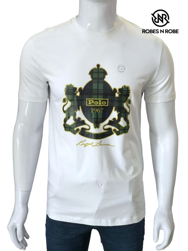 RALPH LAUREN CREW NECK PRINTED T-SHIRT - WHITE