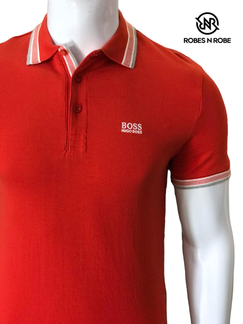 HUGO BOSS REGULAR FIT ORGANIC-COTTON POLO SHIRT WITH CONTRAST LOGO DETAILS