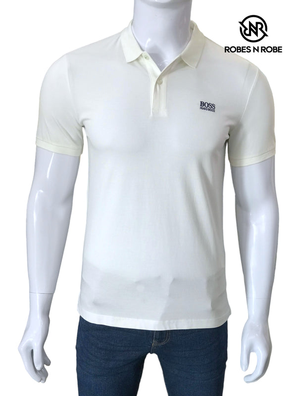 HUGO BOSS PIMA COTTON POLO - WHITE