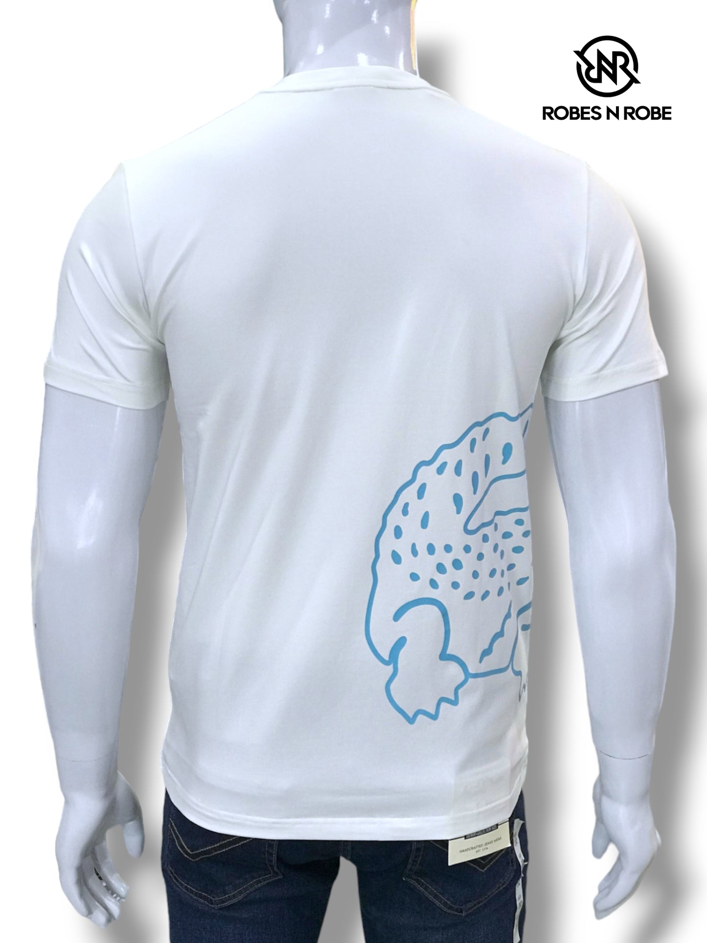 Lacoste Men's Wrap Around Crocodile Logo T-Shirt WHITE