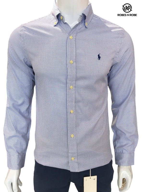 RALPH LAUREN BUTTON DOWN SLIM-FIT MICRO CHECK SHIRT
