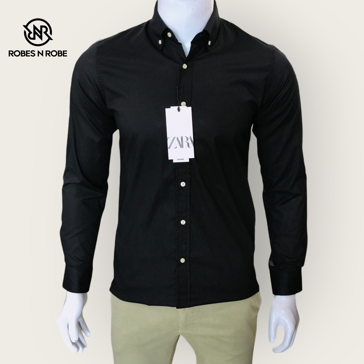 ZARA BUTTON DOWN COTTON BLACK SHIRT