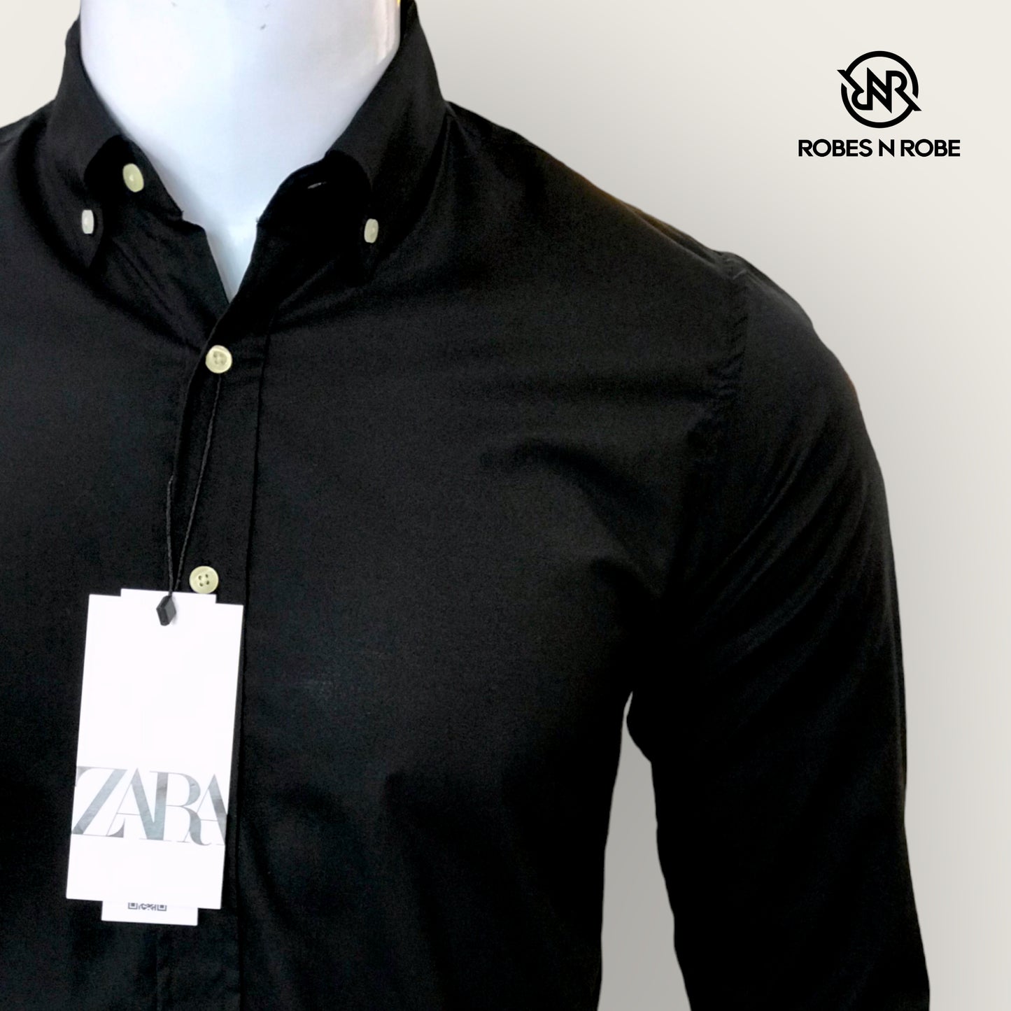 ZARA BUTTON DOWN COTTON BLACK SHIRT