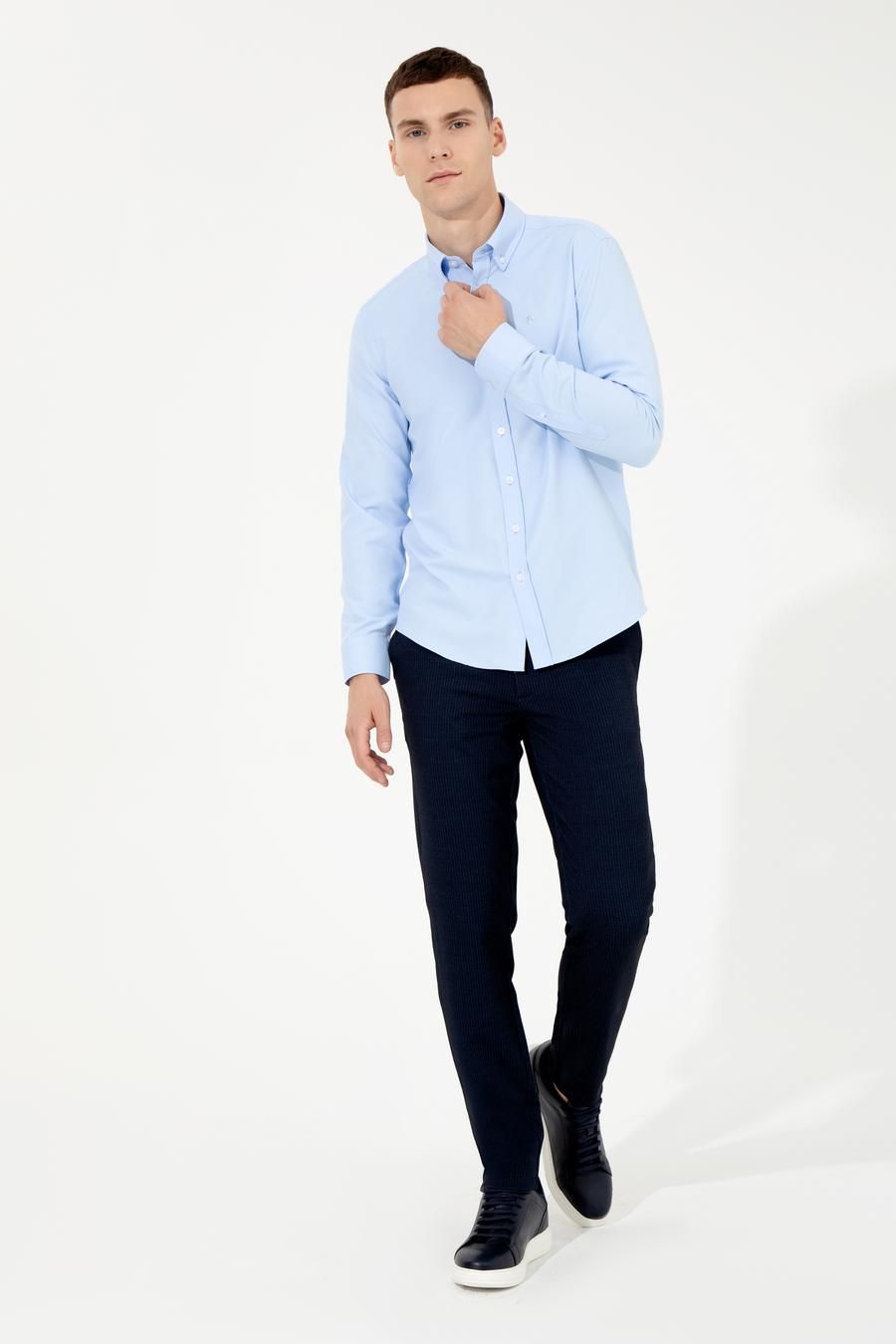 Pierre Cardin Men's Regular Blue Shirt