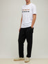 BOSS Crew-Neck White T-shirt with Graphic Logo Print