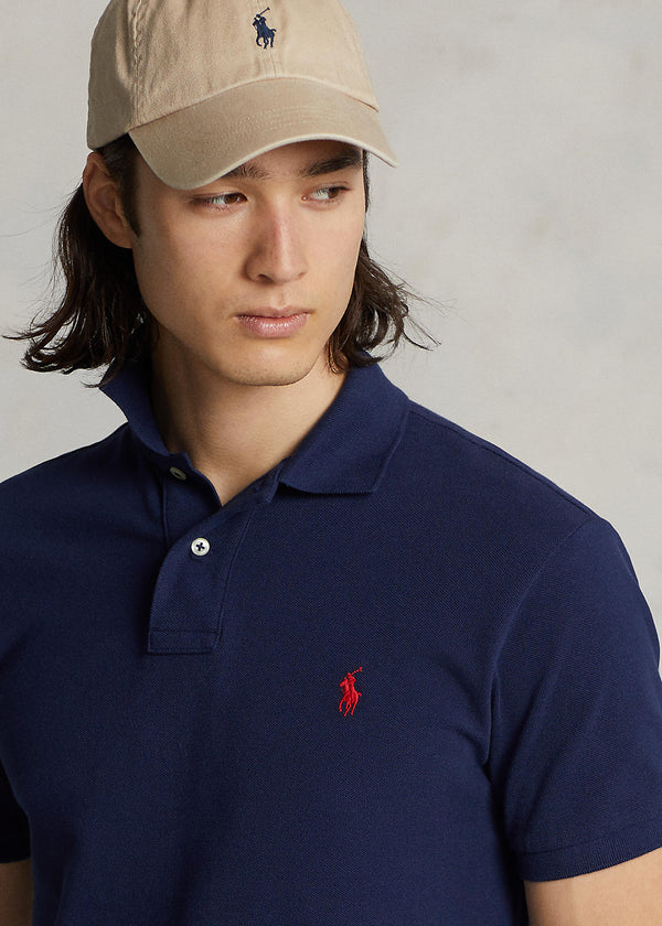 RALPH LAUREN SMALL PONY MESH POLO CUSTOM SLIM FIT NAVY BLUE