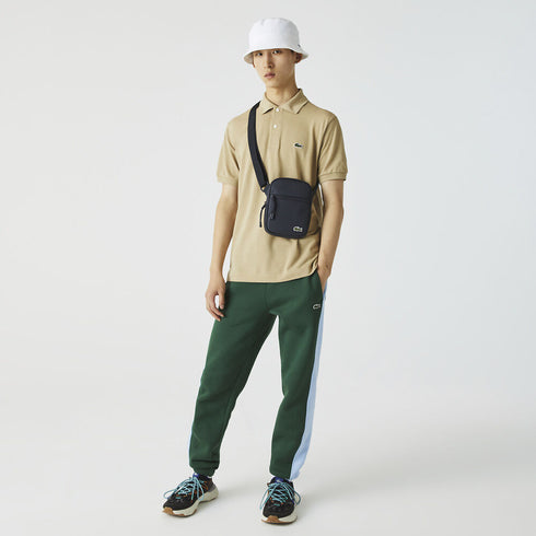 LACOSTE Men's Coated Canvas Small Flat Crossbody Bag Navy