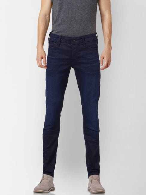 JACK & JONES BLUE MID RISE GLENN SLIM FIT JEANS
