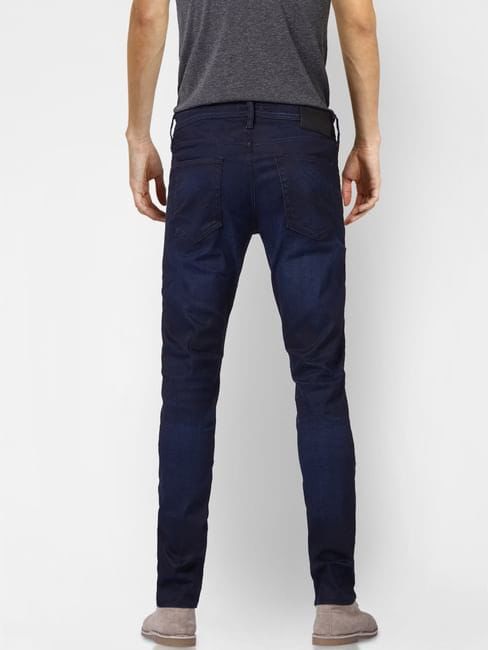 JACK & JONES BLUE MID RISE GLENN SLIM FIT JEANS