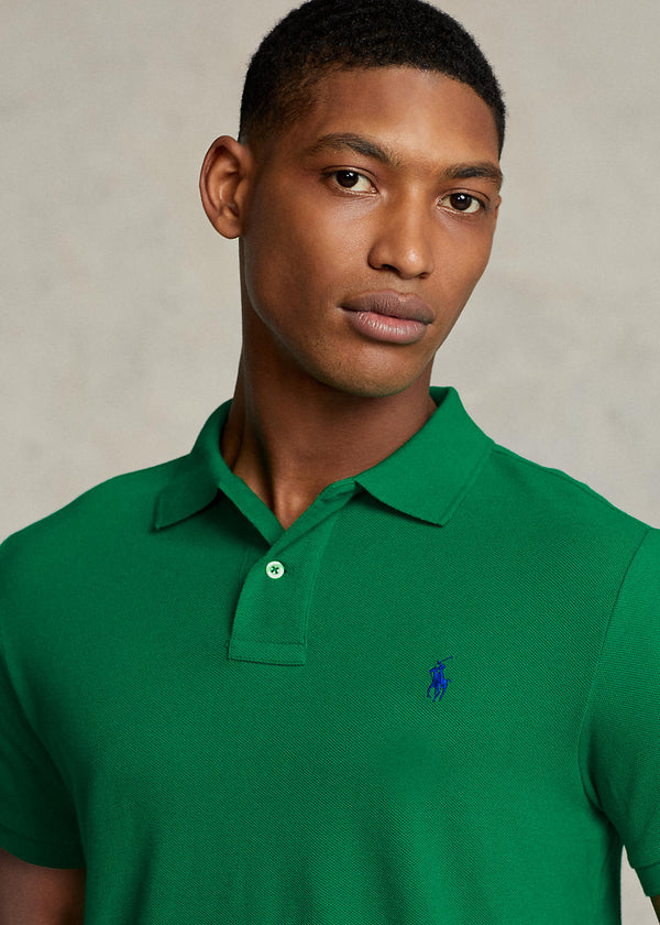 RALPH LAUREN SMALL PONY MESH POLO CUSTOM SLIM FIT DARK GREEN