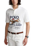 Ralph Lauren VTG Classic Horse Riding Graphic Mesh Polo Shirt White