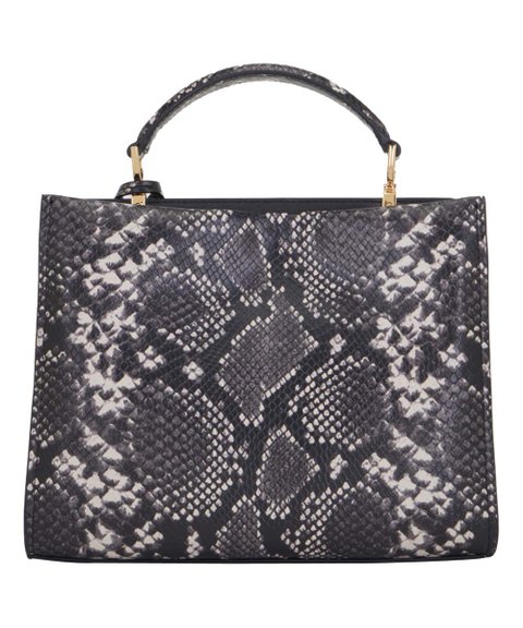 Michael Kors | Black Penelope Medium Snake-Embossed Leather Top-Handle Satchel