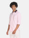 TOMMY HILFIGER TIPPED COLLAR SOLID PINK SHIRT