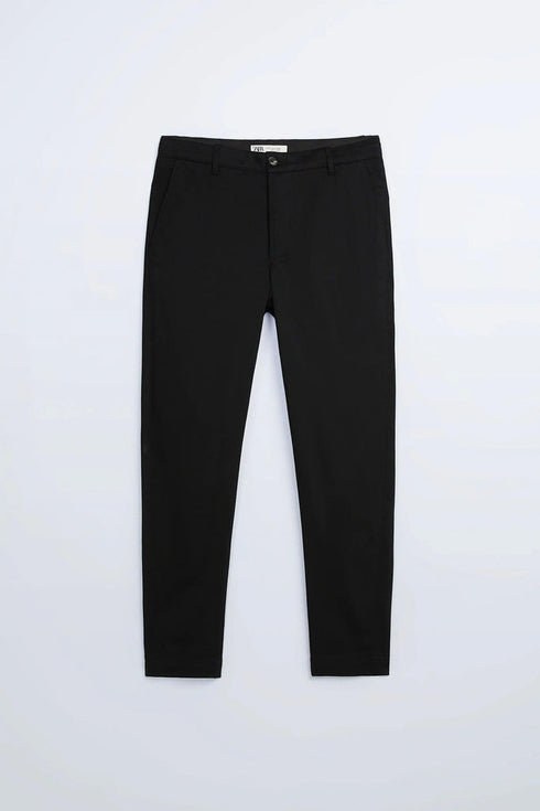 ZARA COTTON CHINO SLIM FIT - BLACK