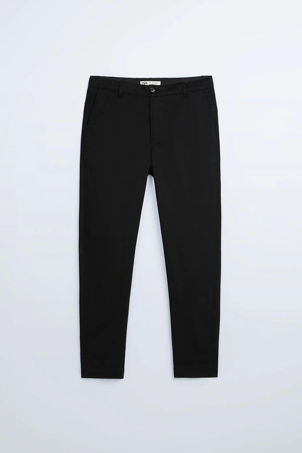 ZARA COTTON CHINO SLIM FIT - BLACK