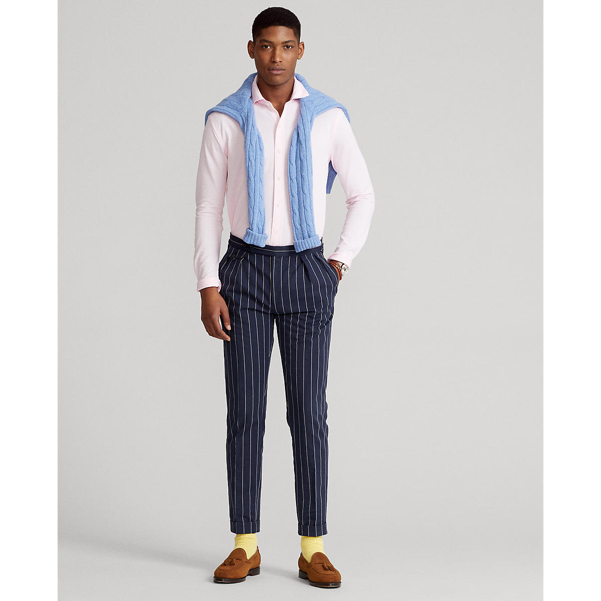 RALPH LAUREN KNIT OXFORD PINK SHIRT
