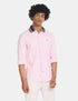TOMMY HILFIGER TIPPED COLLAR SOLID PINK SHIRT