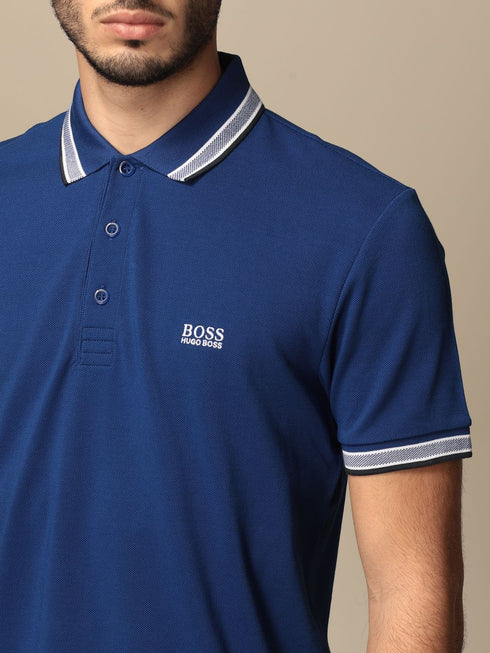 HUGO BOSS REGULAR FIT ORGANIC COTTON POLO SHIRT WITH CONTRAST LOGO DETAILS