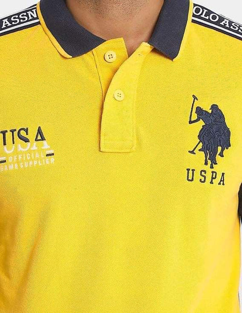 U.S. POLO ASSN. MEN WHITE AND RED COLOUR BLOCK PIQUE POLO SHIRT