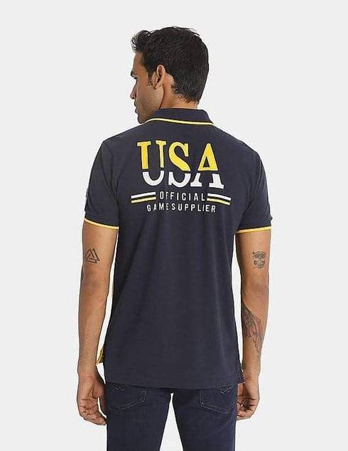 U.S. POLO ASSN. MEN WHITE AND RED COLOUR BLOCK PIQUE POLO SHIRT