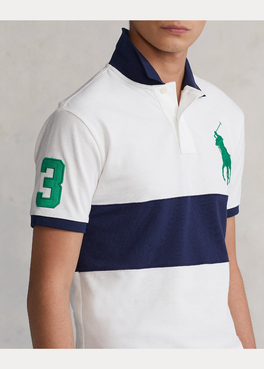 RALPH LAUREN BIG PONY WHITE MESH POLO SHIRT CLASSIC FIT