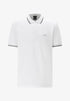 HUGO BOSS WHITE REGULAR FIT ORGANIC-COTTON POLO SHIRT WITH CONTRAST LOGO DETAILS