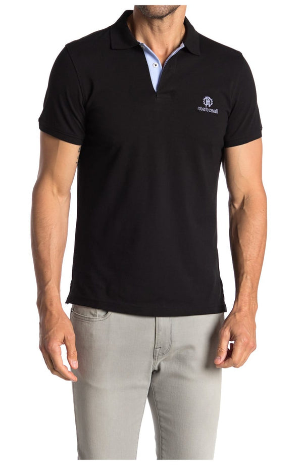 ROBERTO CAVALLI EMBROIDERED LOGO SHORT SLEVES POLO