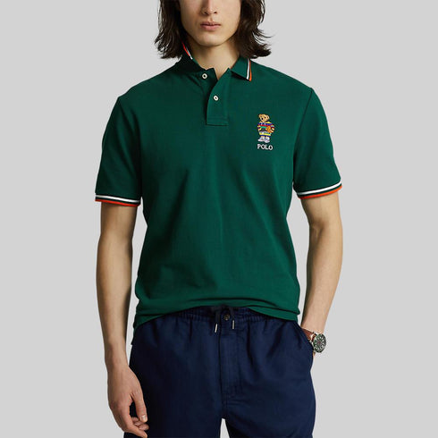 RALPH LAUREN BEAR CUSTOM SLIM FIT POLO T-SHIRT - GREEN